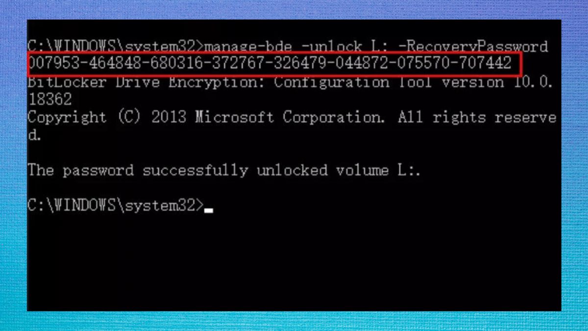 Cách mở khóa BitLocker Win 11 bằng Manage-bde - bước 4