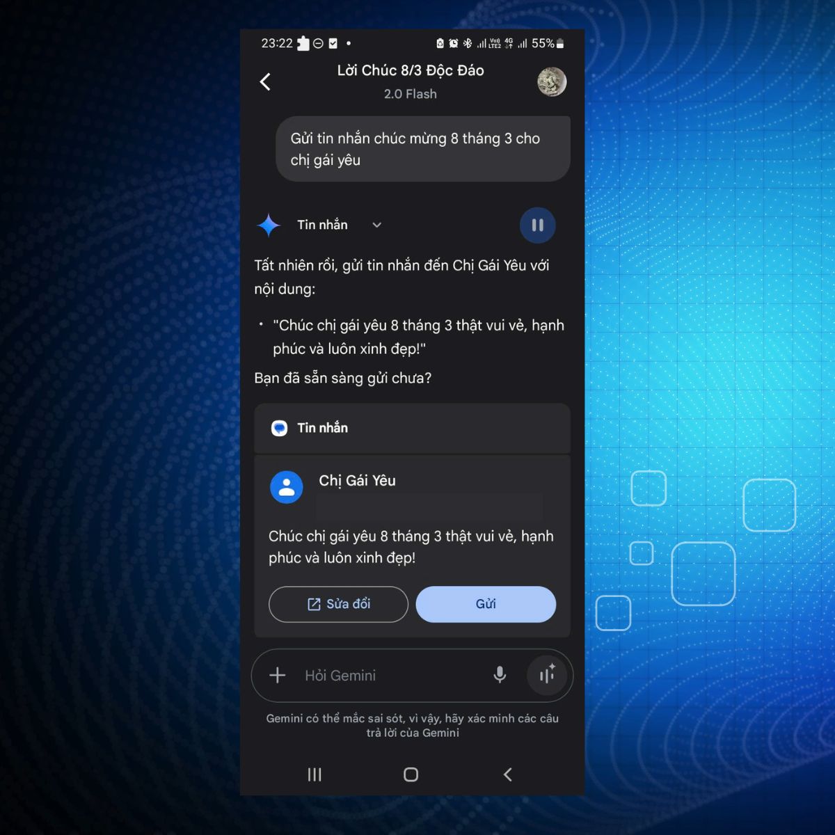 : Sử dụng Google Assistant để gửi tin nhắn chúc mừng 8/3