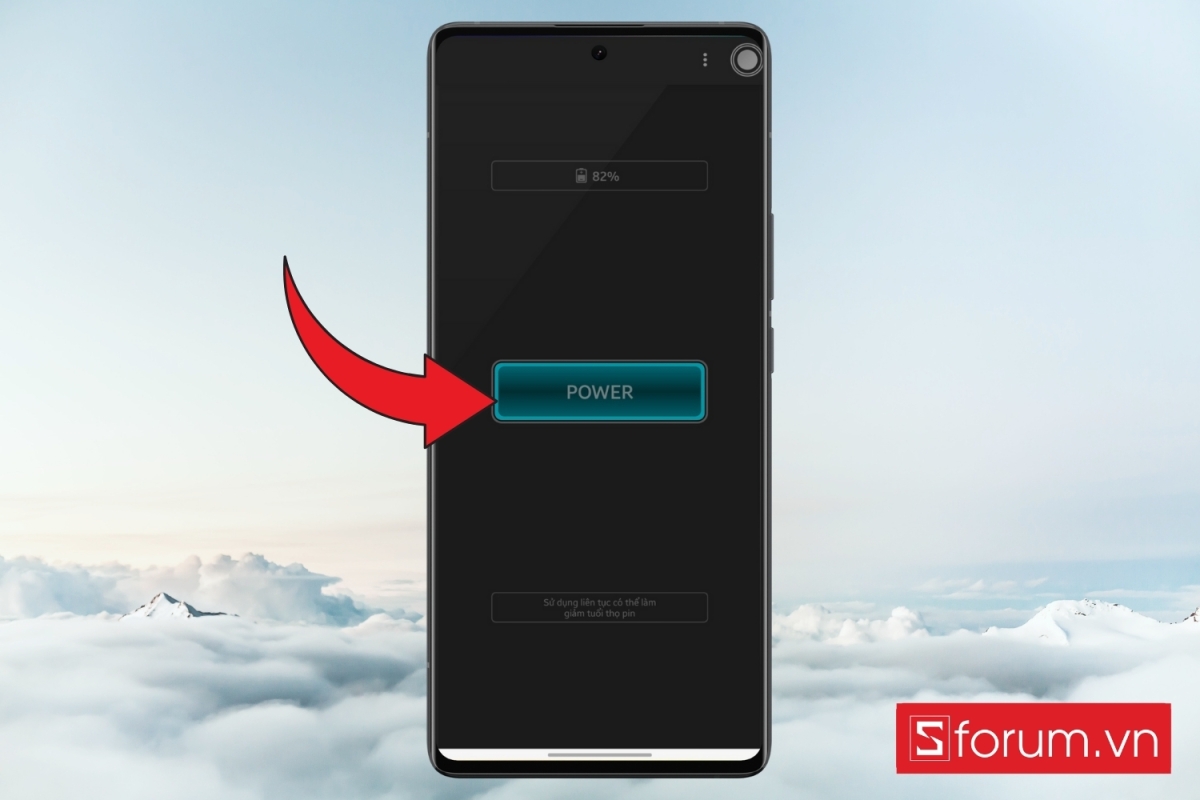 Nhấn nút Power để bật đèn pin