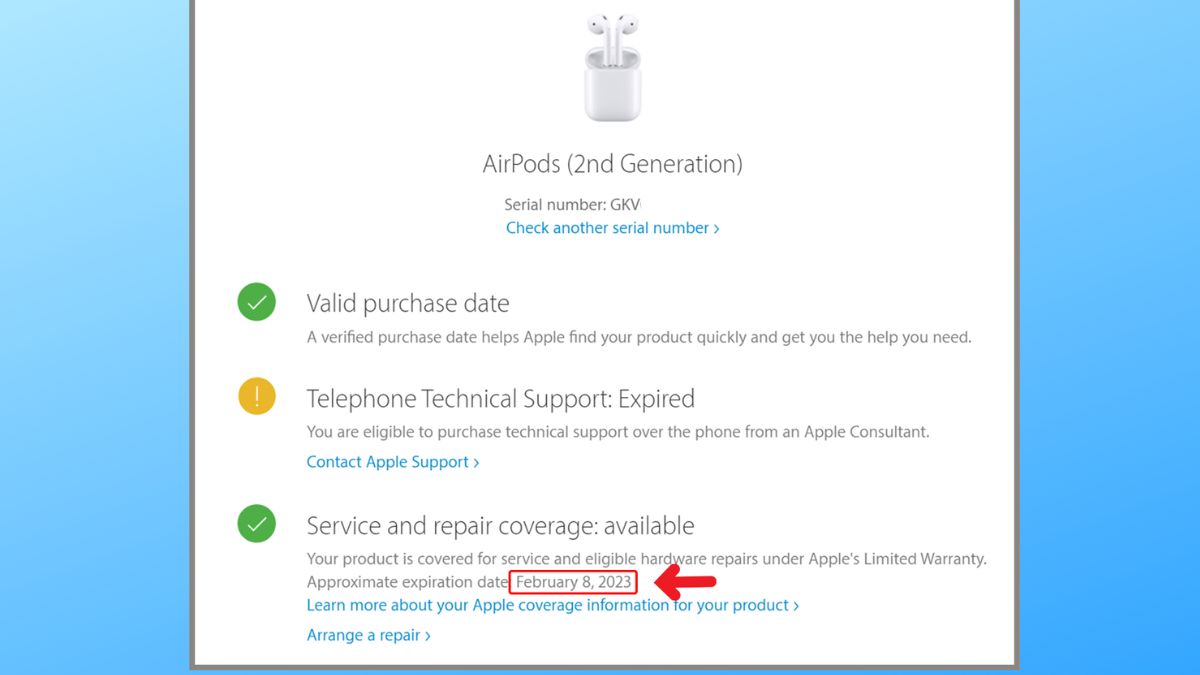 Check IMEI AirPods để xem thông tin thiết bị và trạng thái bảo hành