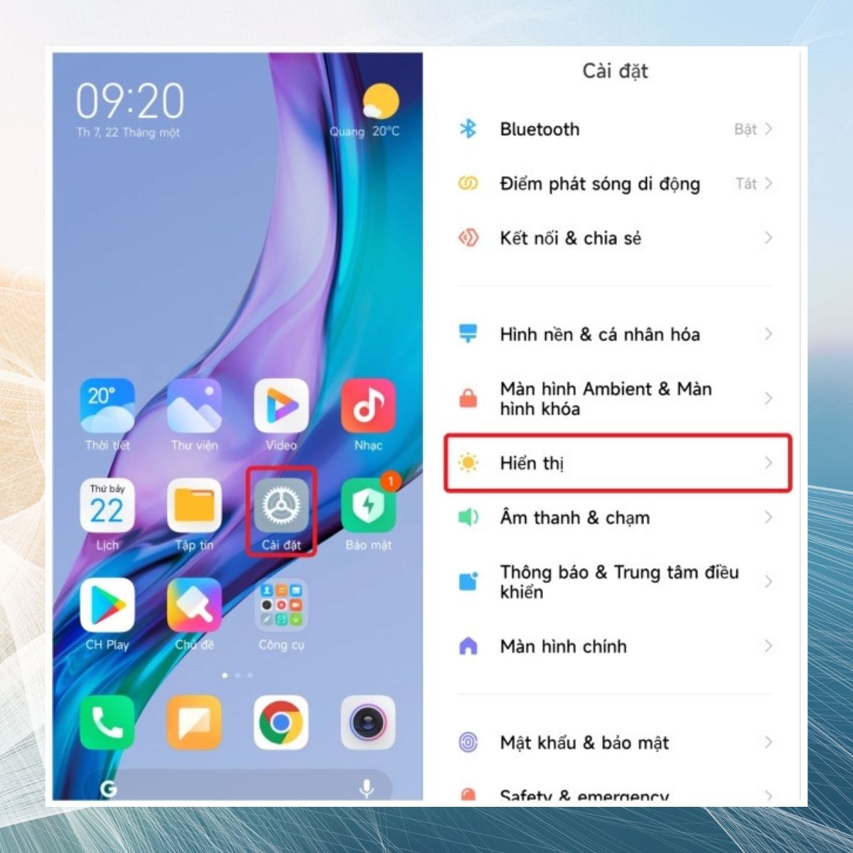 Cách chỉnh tần số quét màn hình Xiaomi đơn giản bước 1