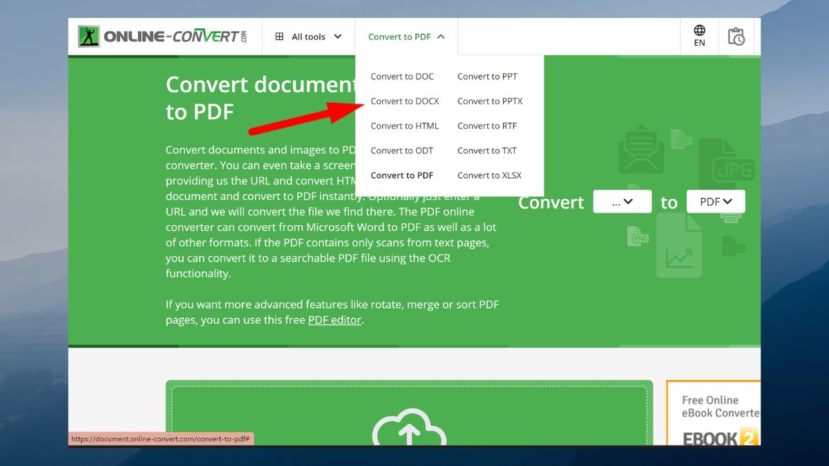 Chuyển PDF sang Word bằng Convert your documents to DOCX 1