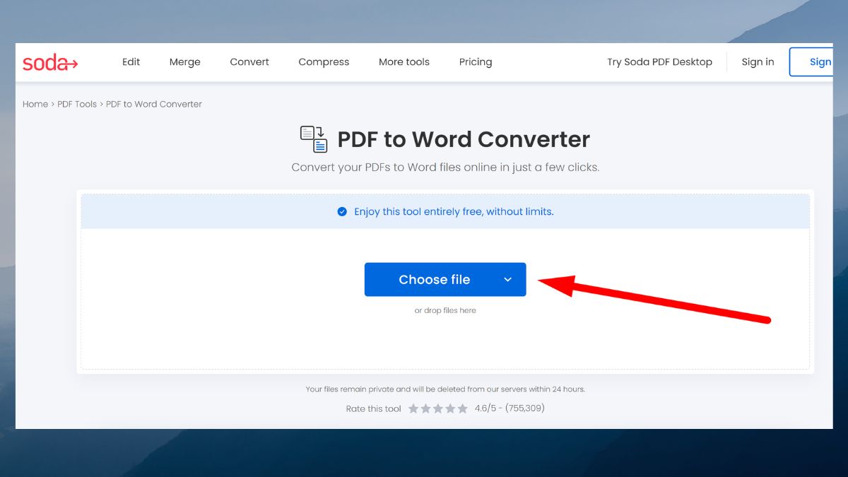 Chuyển PDF sang Word bằng Sodapdf 1