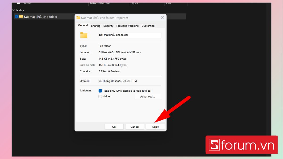 Đặt mật khẩu cho folder bằng tính năng mã hóa của Windows bước 4