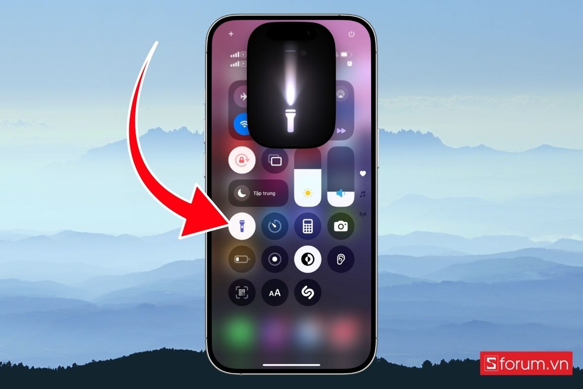 Khi biểu tượng sáng trắng nghĩa là flash đang bật