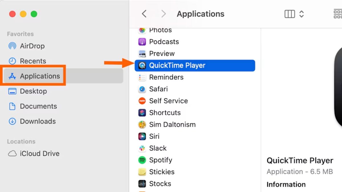 Hướng dẫn các cách ghi âm trên MacBook -bằng cách sử dụng Quicktime Player - bước 1