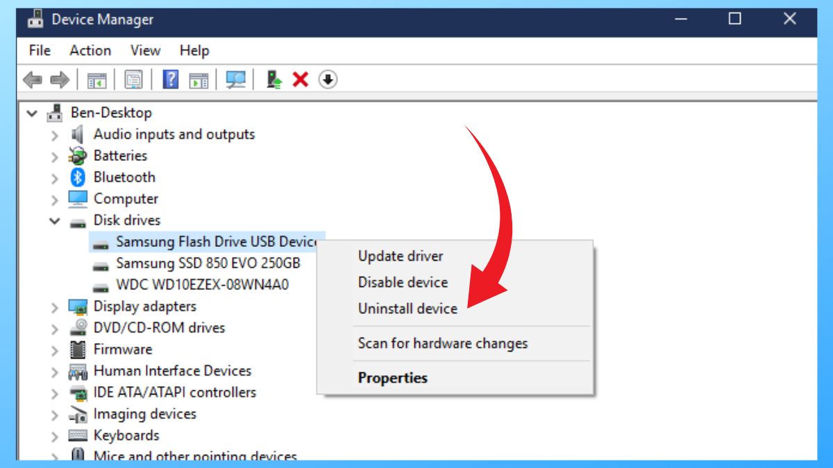 cách giúp hiện ổ cứng bị ẩn bằng cách Cập nhật Driver  - bước 3