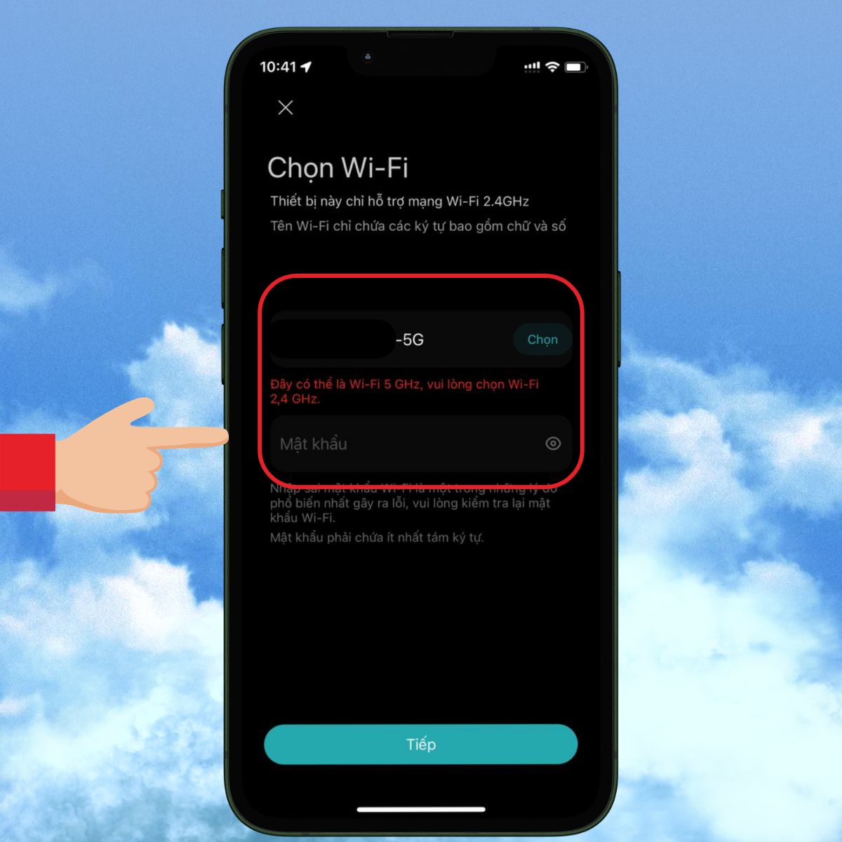 Nhập mật khẩu của mạng Wi-Fi nhà bạn