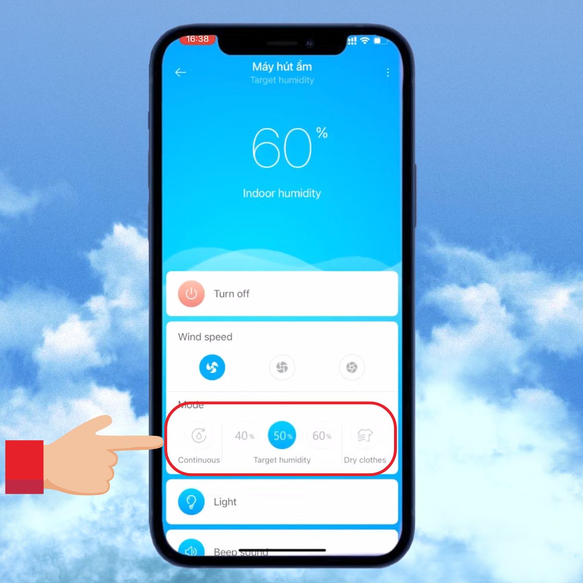 Đặt độ ẩm lý tưởng cho phòng ở mức 40-60%
