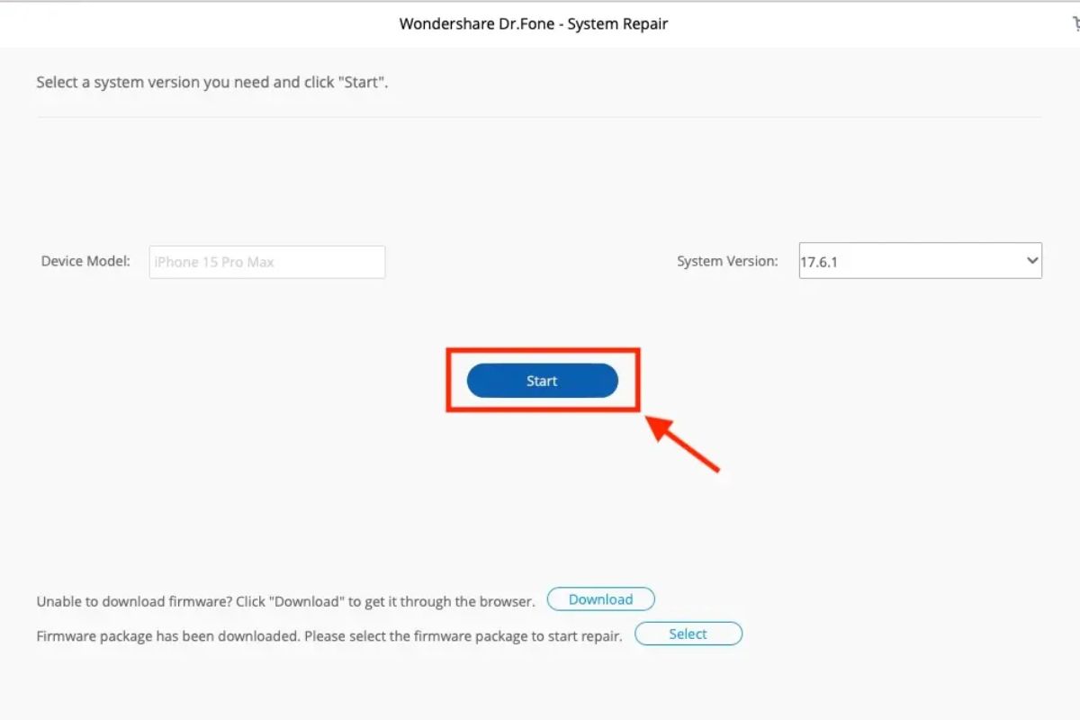 Bấm tiếp vào mục Start