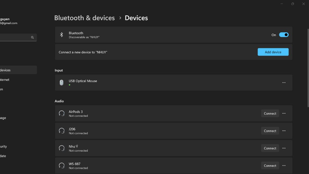 Tắt và bật lại Bluetooth