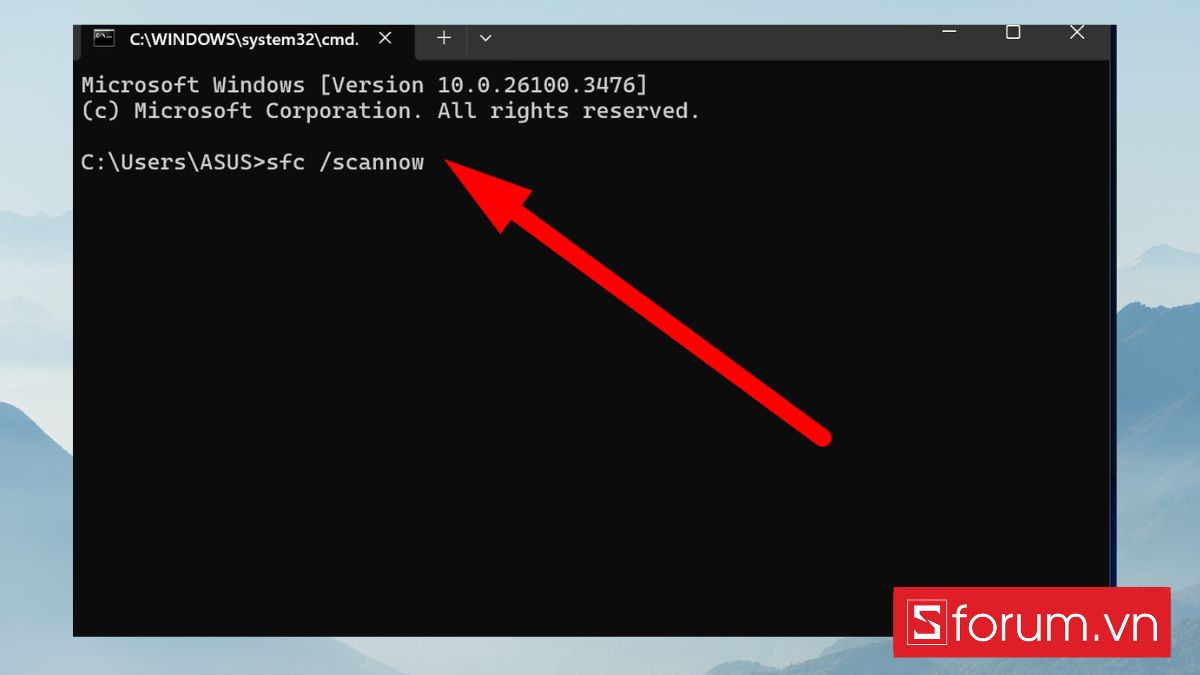 Cách sửa lỗi không mở được Windows Security Win 11 bằng cách chạy SFC và DISM - bước 2