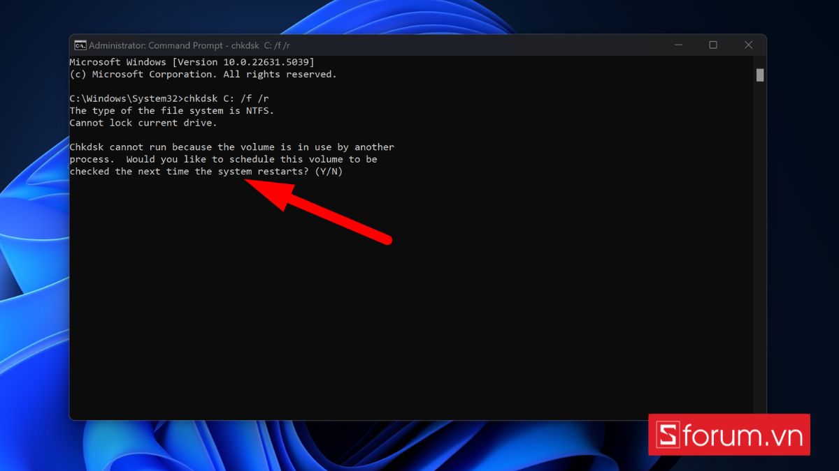 phương pháp kiểm tra sức khỏe ổ cứng bằng lệnh CHKDSK - bước 3