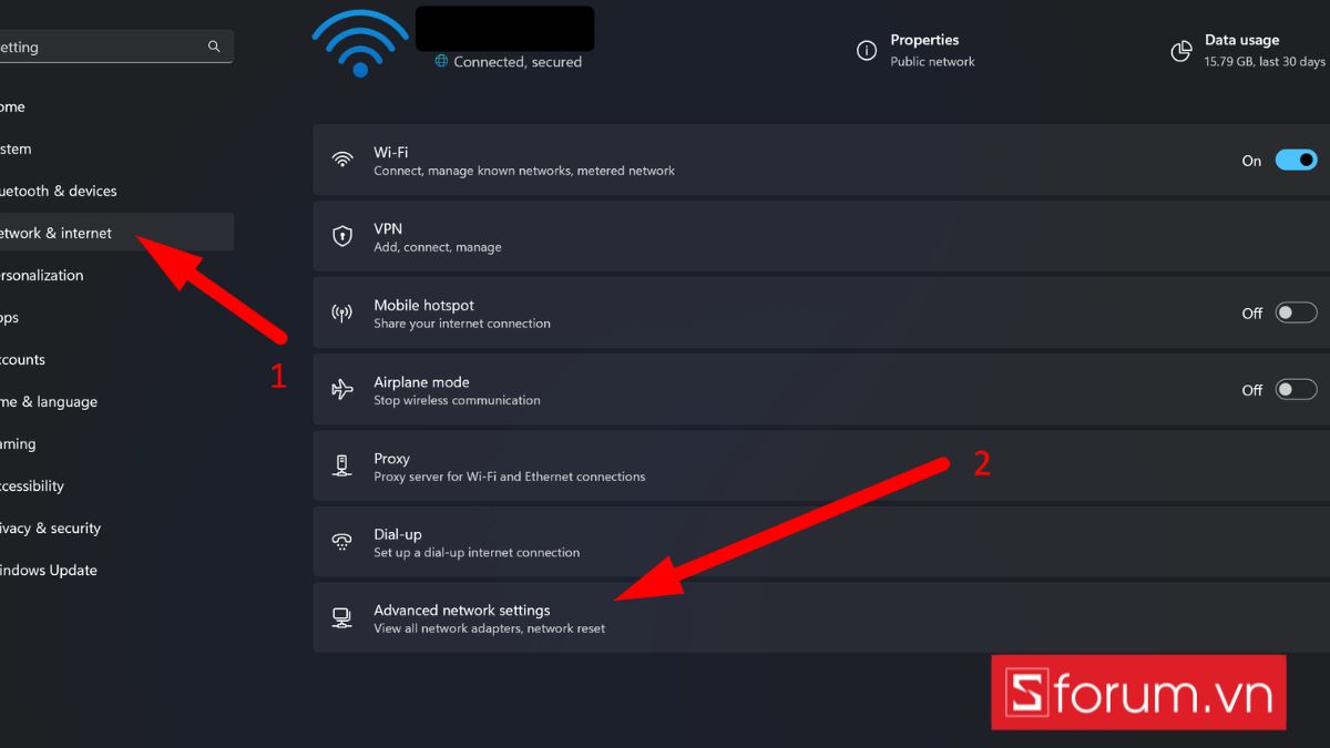 khắc phục laptop bị mất biểu tượng wifi win 11 bằng cách reset lại WIFI - bước 2