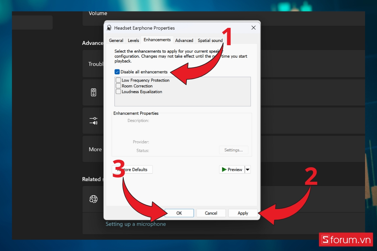 Tắt Audio Enhancements cho loa để khắc phục lỗi laptop bị mất tiếng bước 3 1