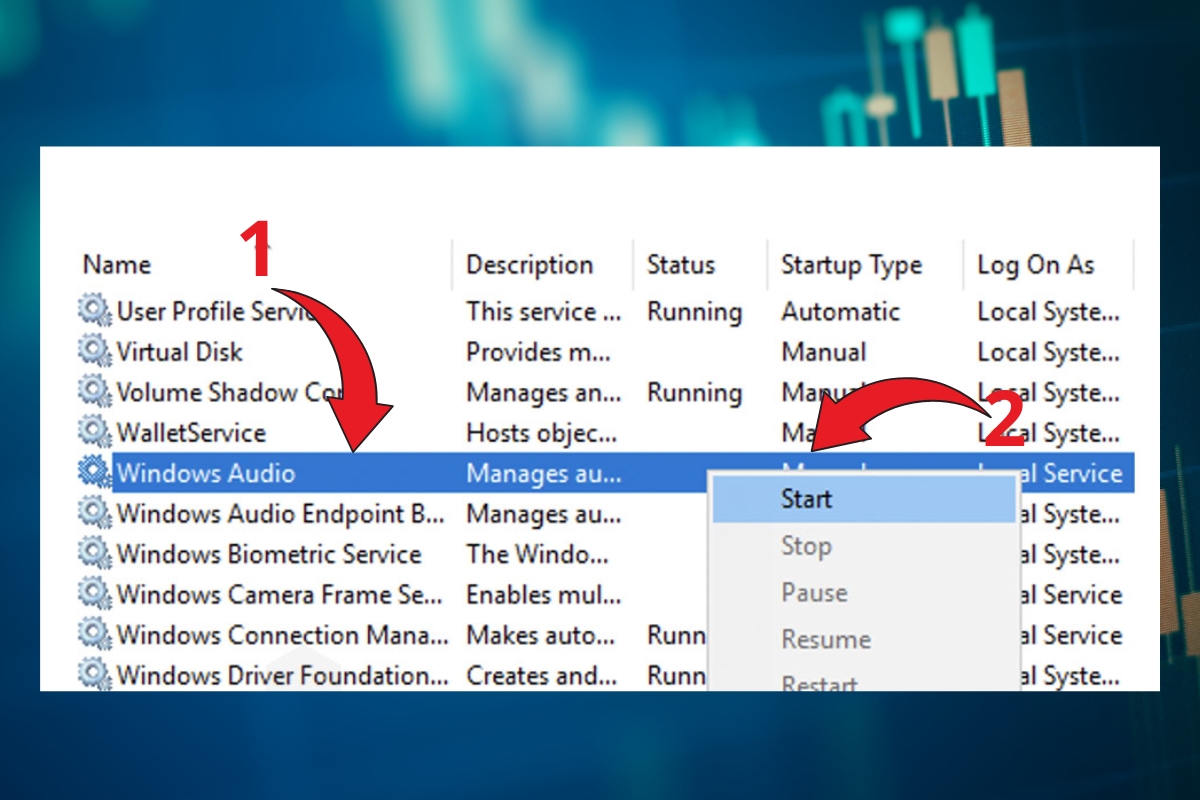 Laptop bị mất tiếng Khởi động lại Audio Services bước 3