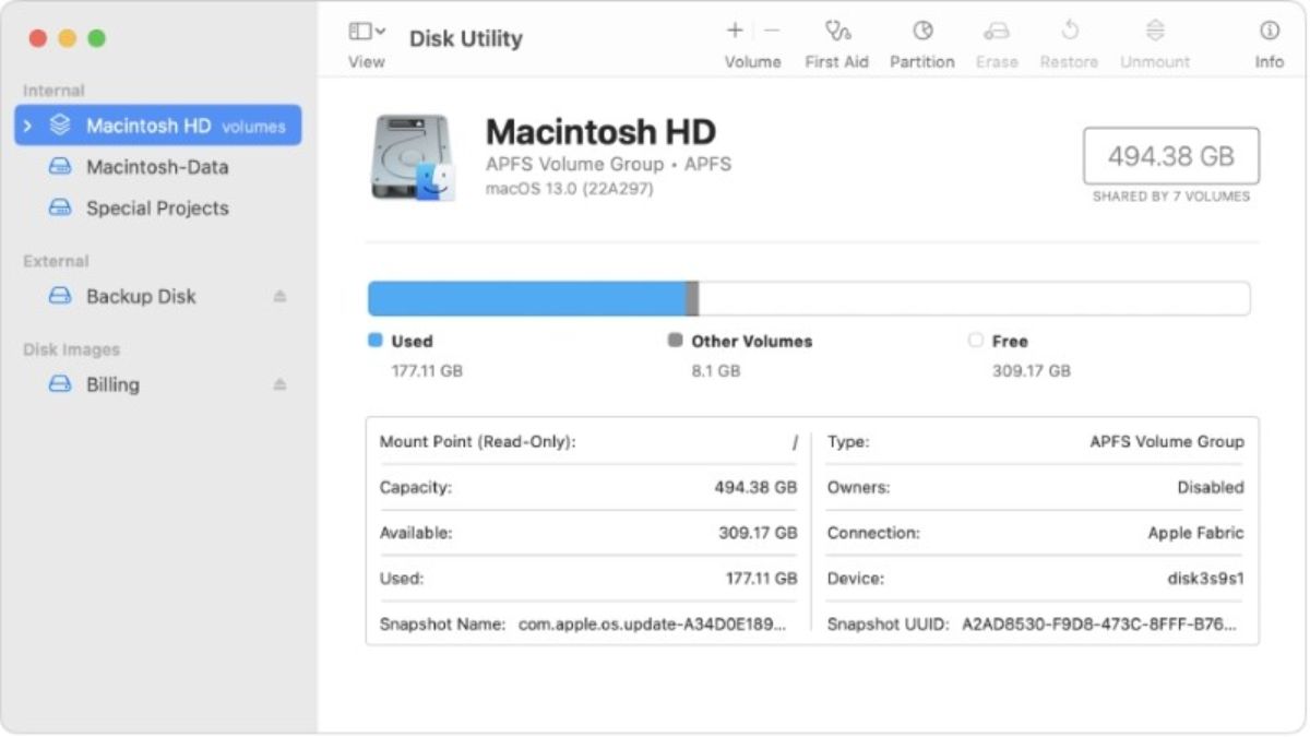 Cách khắc phục MacBook không nhận ổ cứng ngoài - kiểm tra trong Disk Utility
