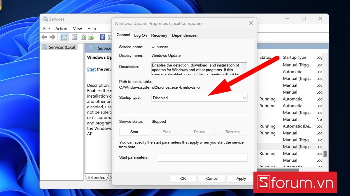 cách khắc phục máy tính restart lâu bằng cách vô hiệu hóa windows update - bước 3
