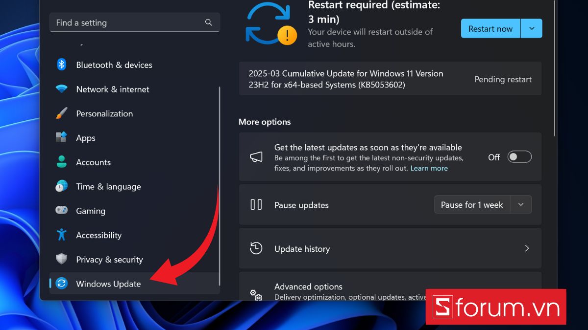 cách khắc phục máy tính restart lâu bằng cách cập nhật Windows và driver phần cứng - bước 1
