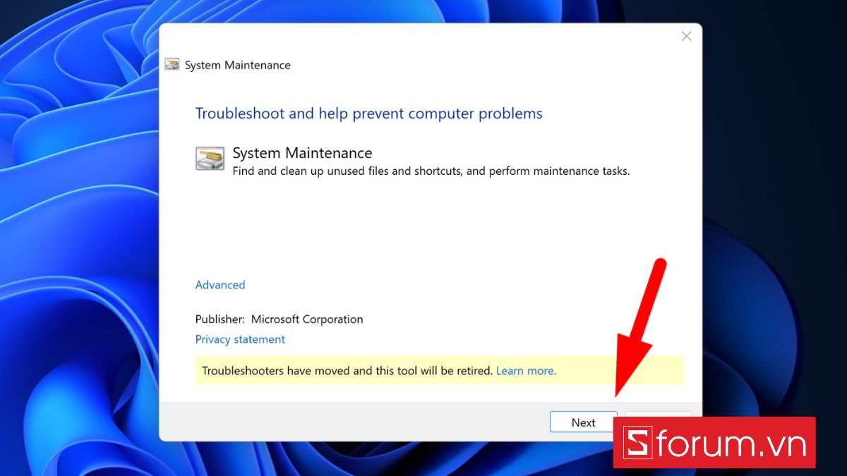 Sửa lỗi hệ thống bằng Performance/Maintenance Troubleshooter - bước