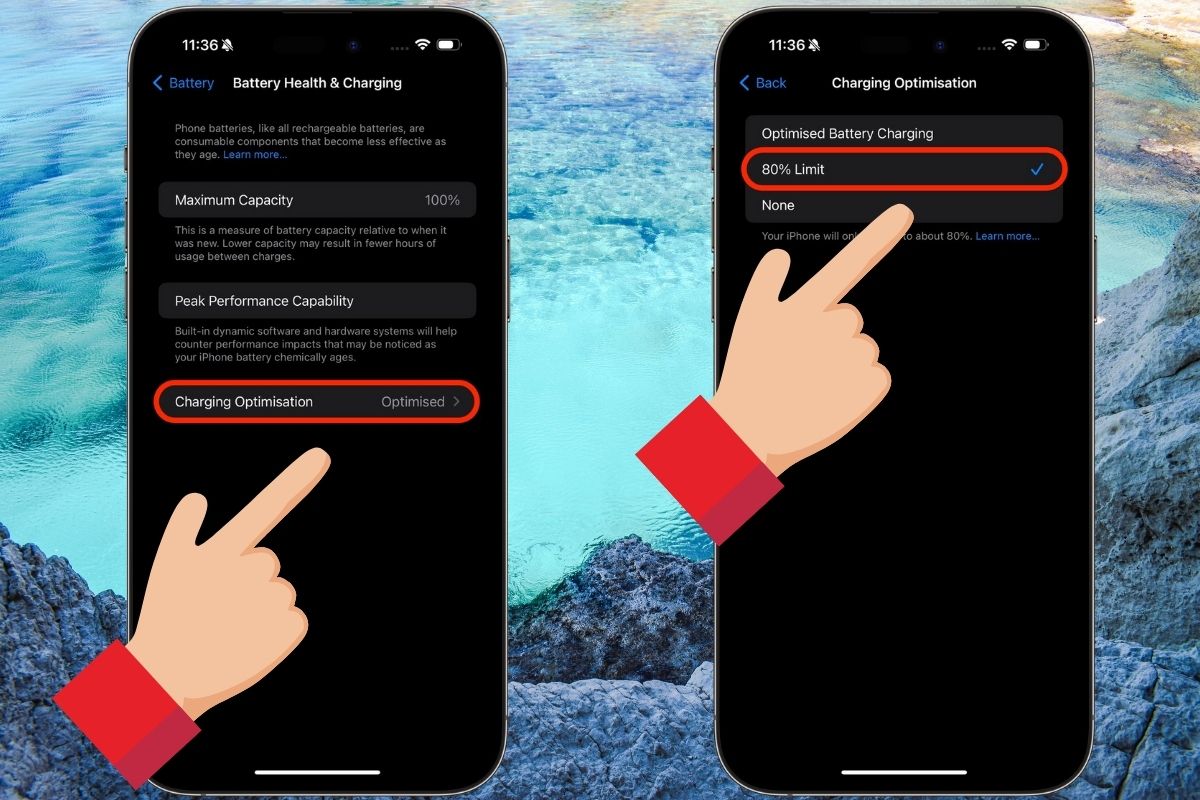 Ấn vào Sạc pin được tối ưu hóa