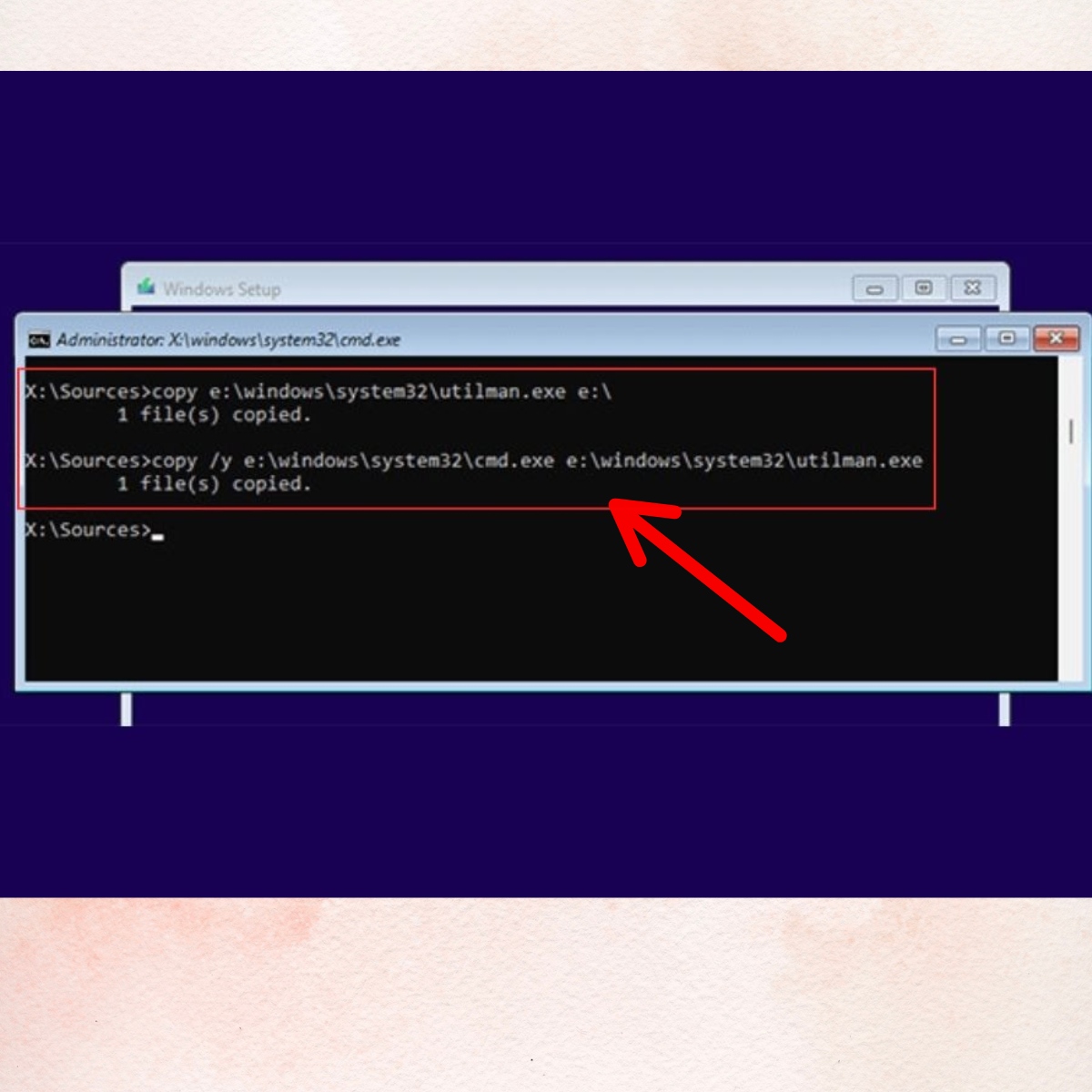 Bỏ qua mật khẩu Windows 11 bằng USB với Utilman.exe - bước 4
