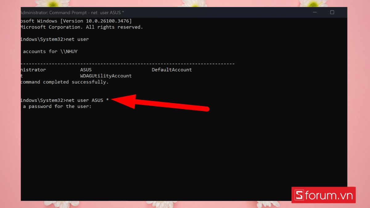 Cách đổi mật khẩu máy tính Win 11 bằng Command Prompt bước 3