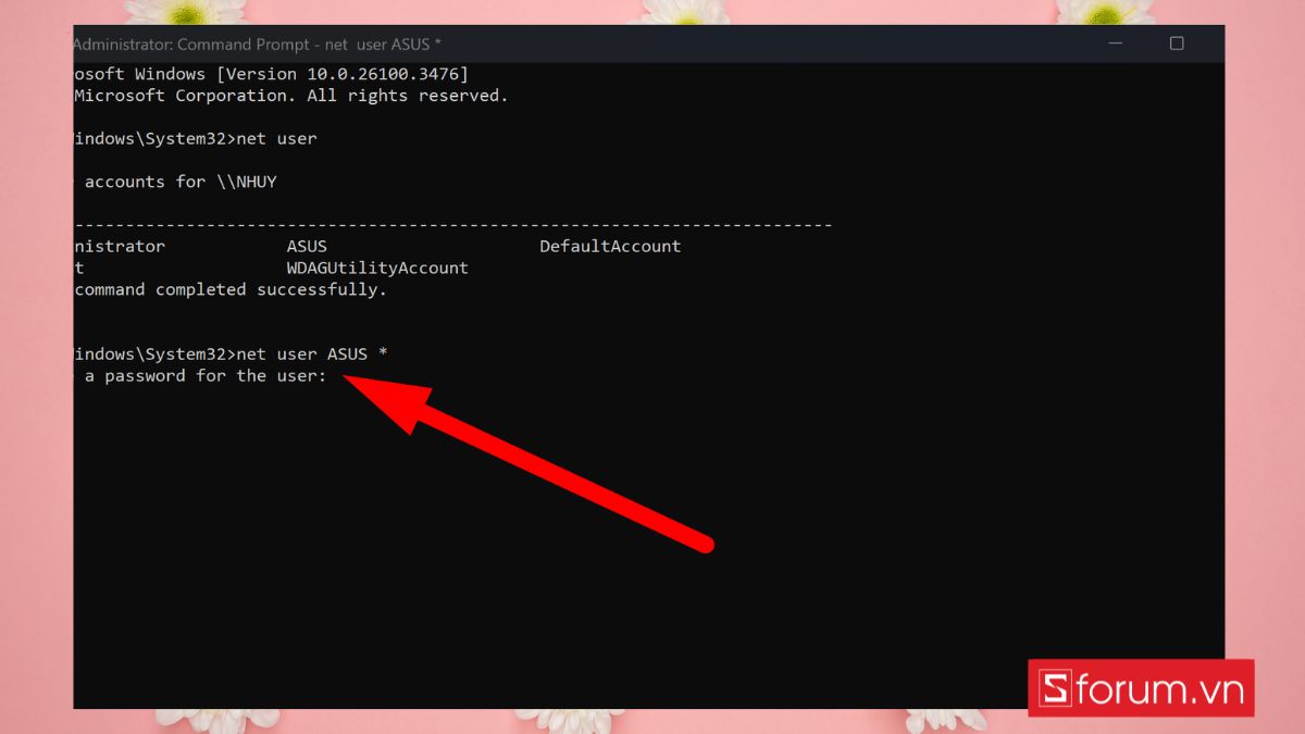 Cách đổi mật khẩu máy tính Win 11 bằng Command Prompt bước 4
