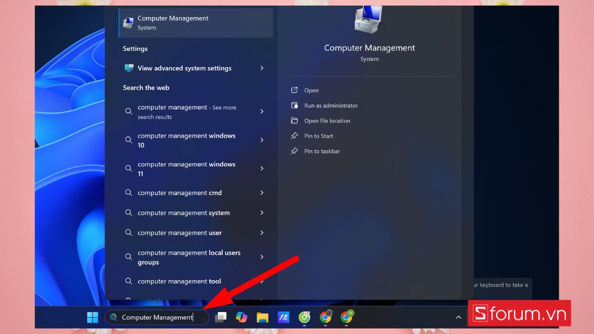 Đổi pass máy tính bằng Computer Magagement bước 1