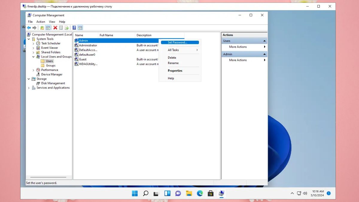 Đổi pass máy tính bằng Computer Magagement bước 2