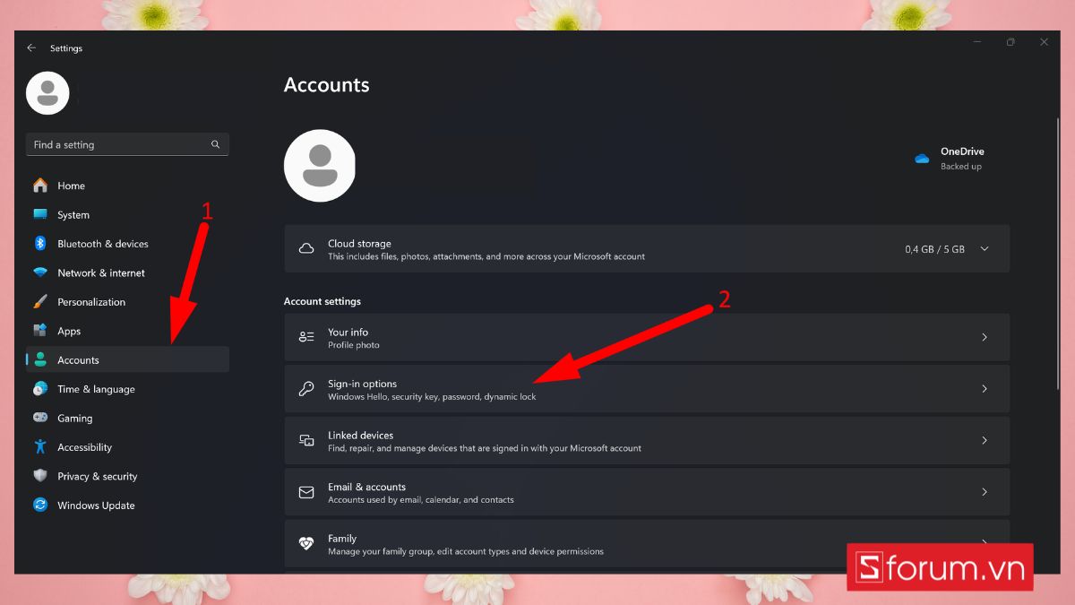 Thay đổi pass máy tính Win 11 thông qua Settings bước 2