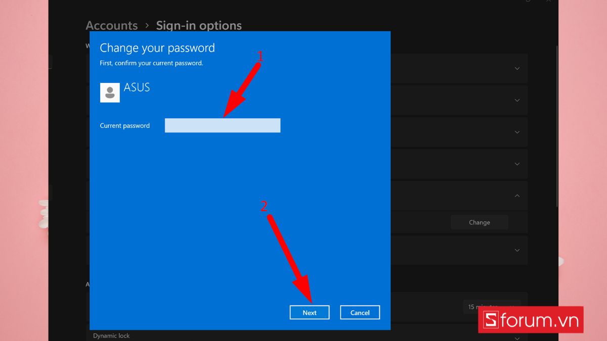 Thay đổi pass máy tính Win 11 thông qua Settings bước 4