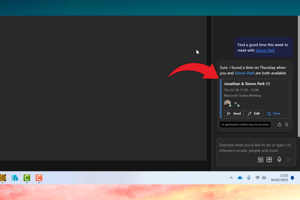 Hướng dẫn sử dụng Copilot AI trong Outlook đặt lịch hẹn bước 5