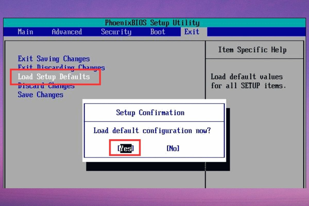 sửa lỗi USB Device Over Current Status Detected bằng reset bios - bước 2