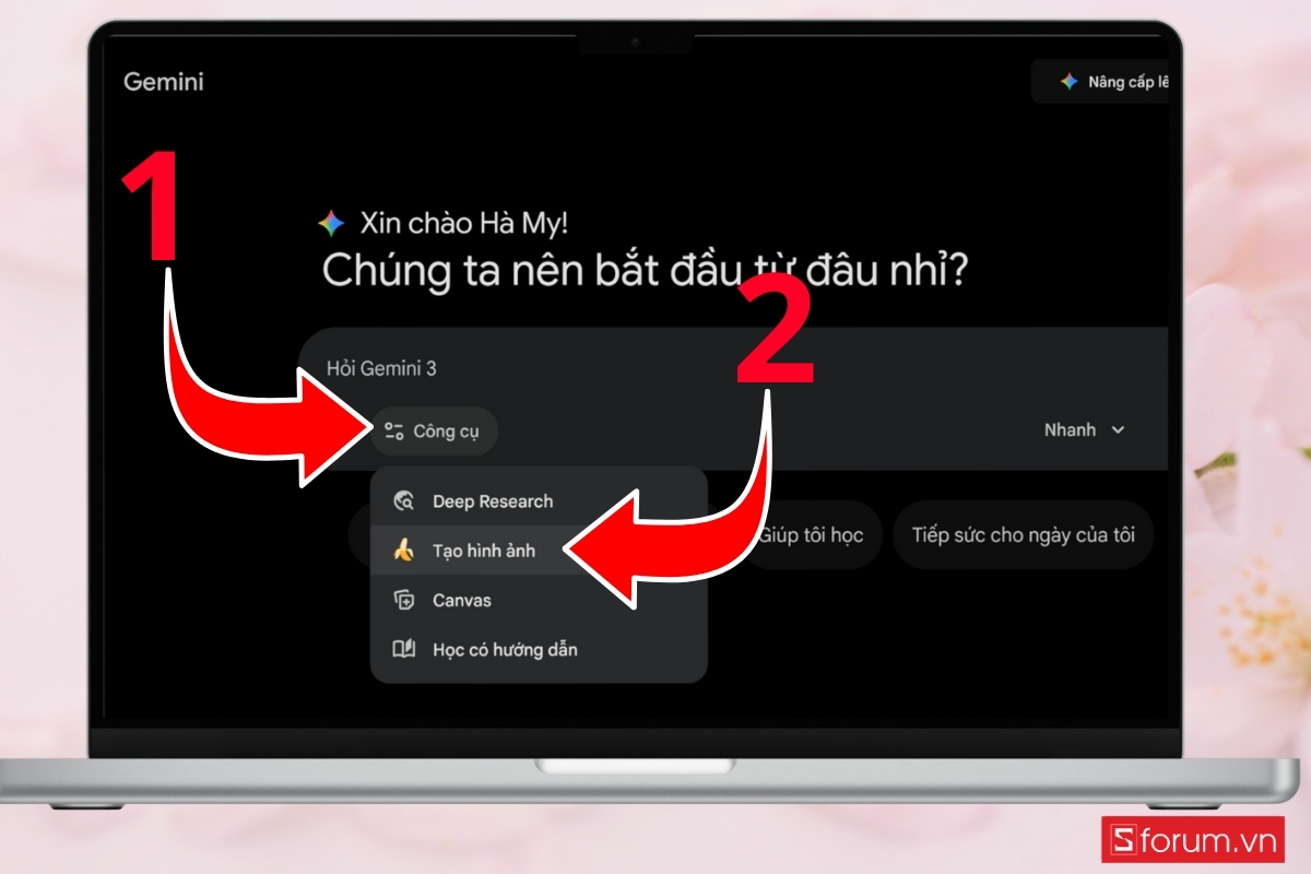 Cách tạo ảnh chân dung selfie pháo bông AI bằng Google Gemini chuyển chế độ tạo ảnh