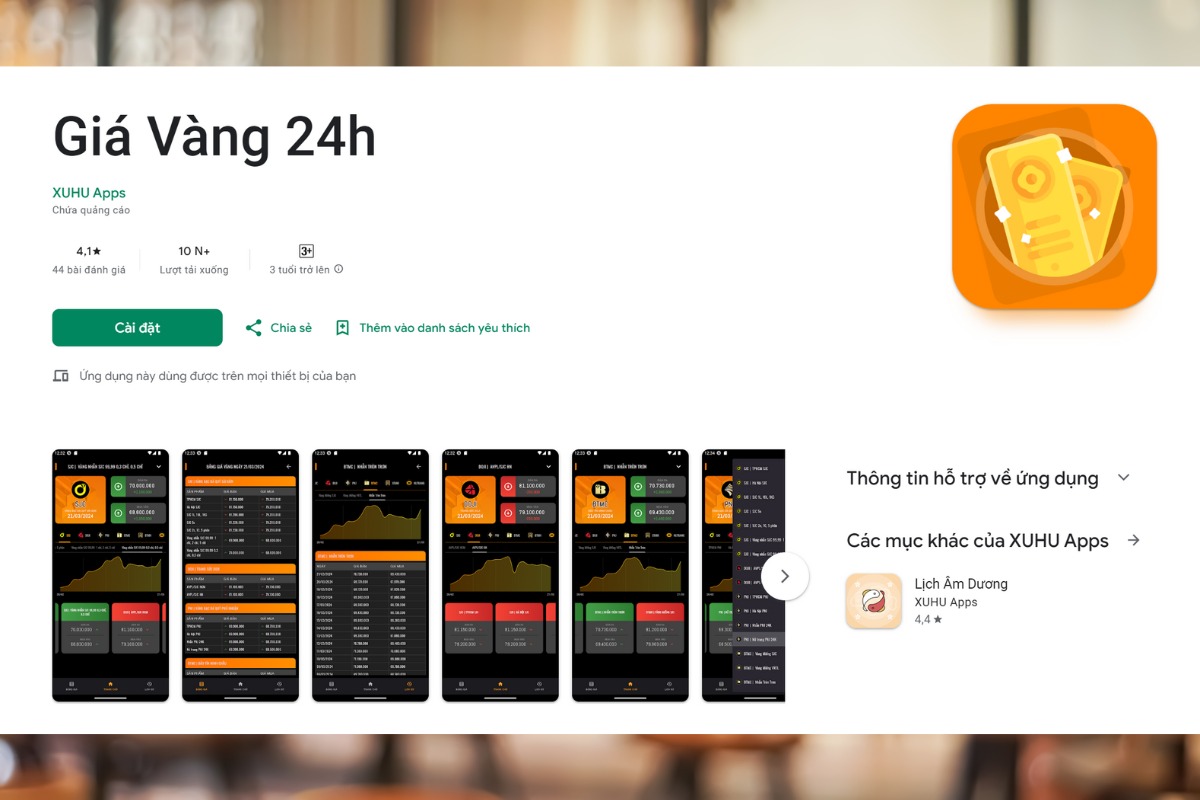 Những app theo dõi giá vàng Tết uy tín App giá vàng 24h 