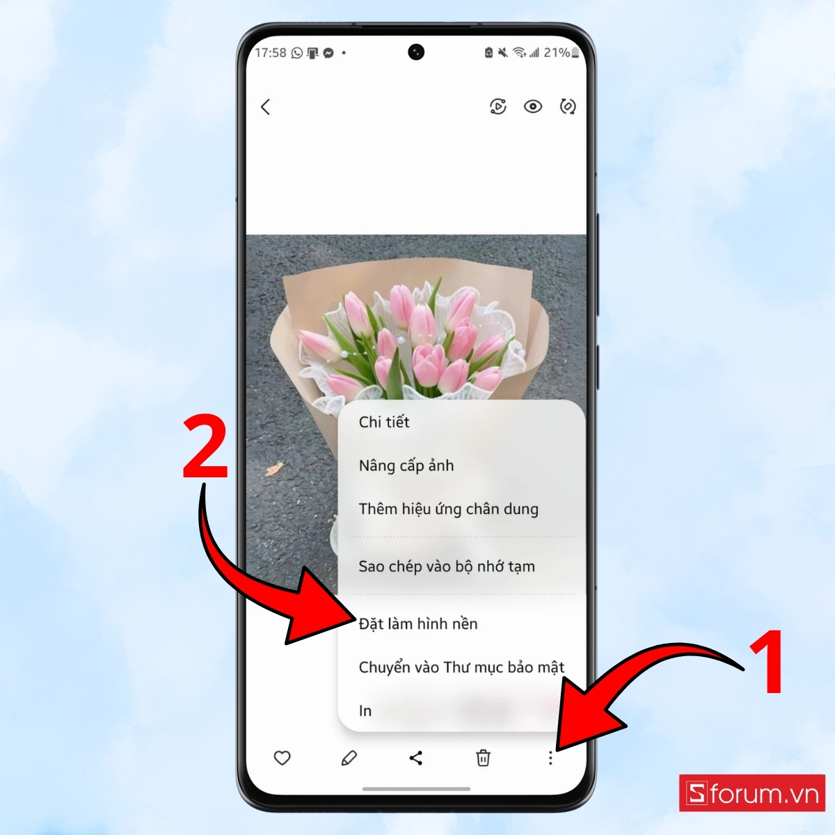Cách đặt màn hình khóa 8/3 trên điện thoại Android chọn hình nền
