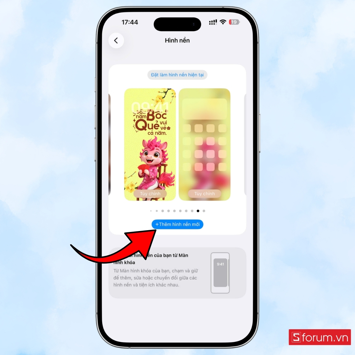 Cách đặt màn hình khóa 8/3 trên iPhone Thêm màn hình mới