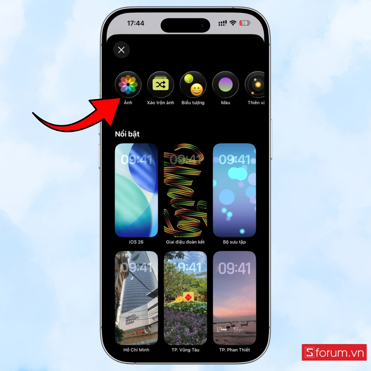 Cách đặt màn hình khóa 8/3 trên iPhone chọn Ảnh