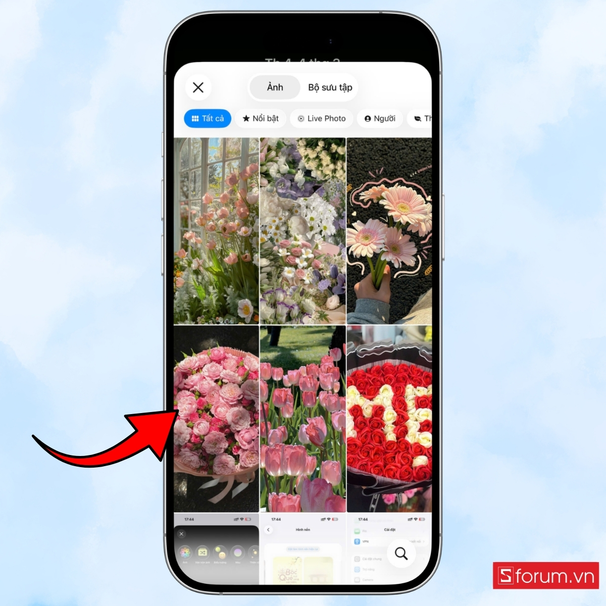 Cách đặt màn hình khóa 8/3 trên iPhone chọn hình nền 8/3