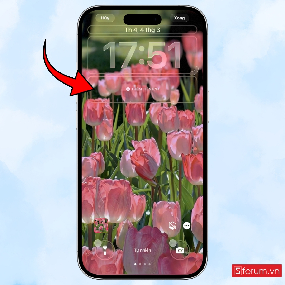 Cách đặt màn hình khóa 8/3 trên iPhone mở tiện ích