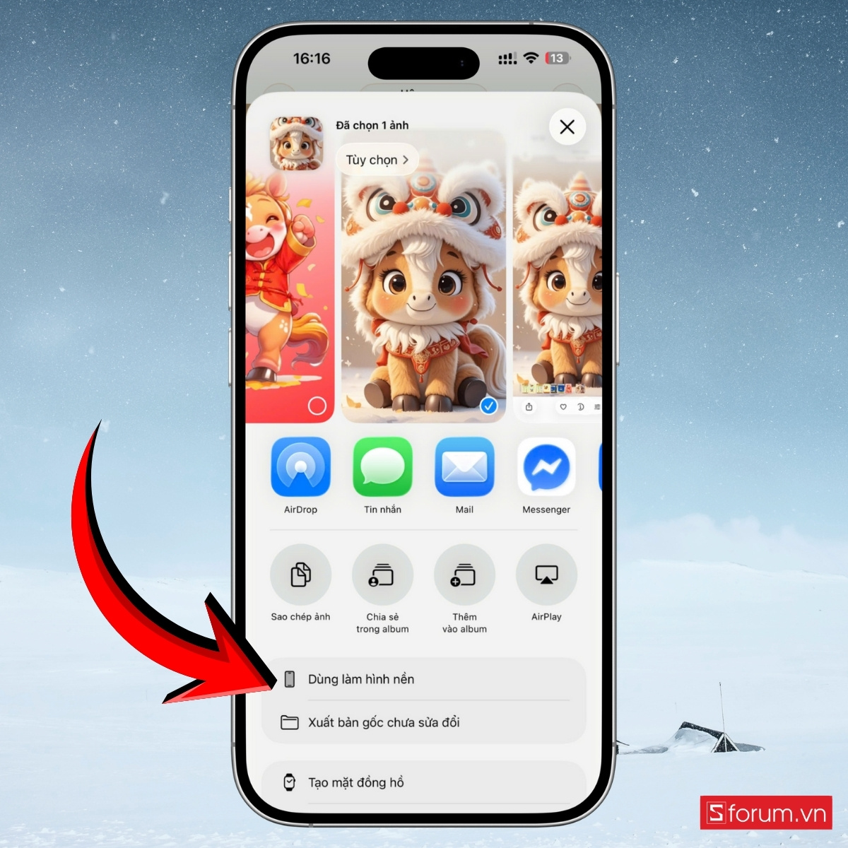 Hướng dẫn đổi hình nền Tết cute cho điện thoại chọn hình nền