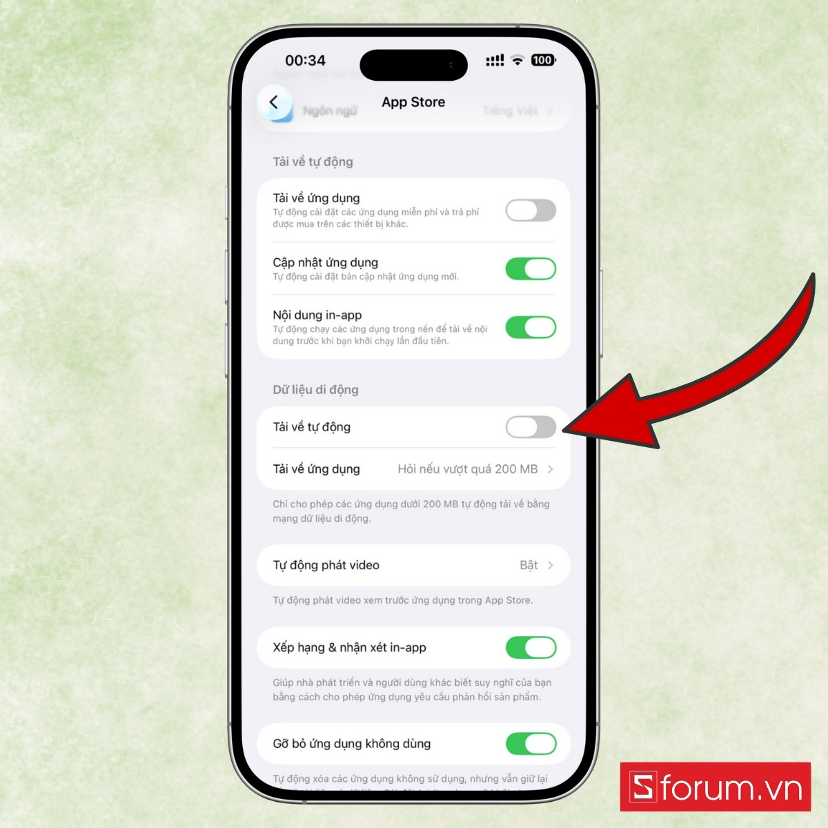 Giới hạn cập nhật ứng dụng và hệ điều hành qua dữ liệu di động 3