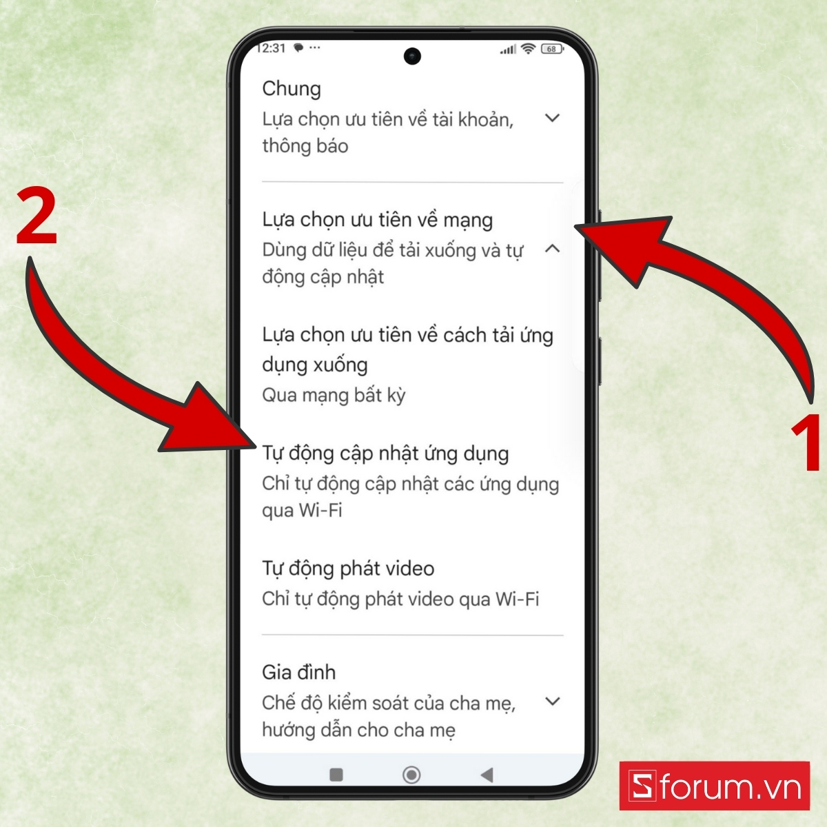 Giới hạn cập nhật ứng dụng và hệ điều hành qua dữ liệu di động Android bước 4