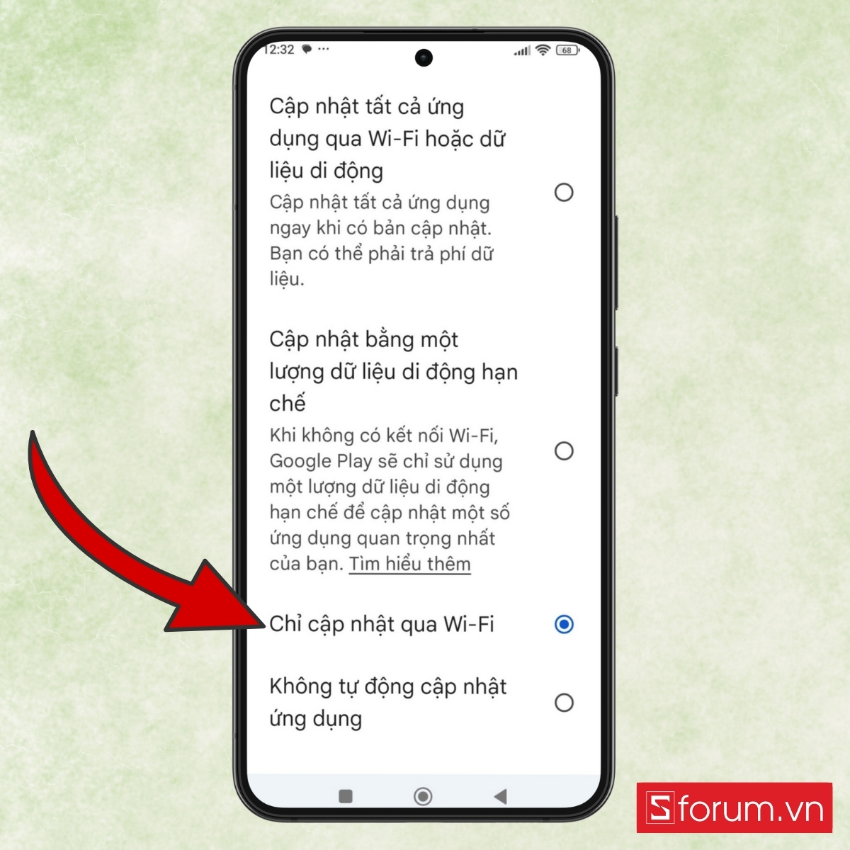 Giới hạn cập nhật ứng dụng và hệ điều hành qua dữ liệu di động Android bước 5