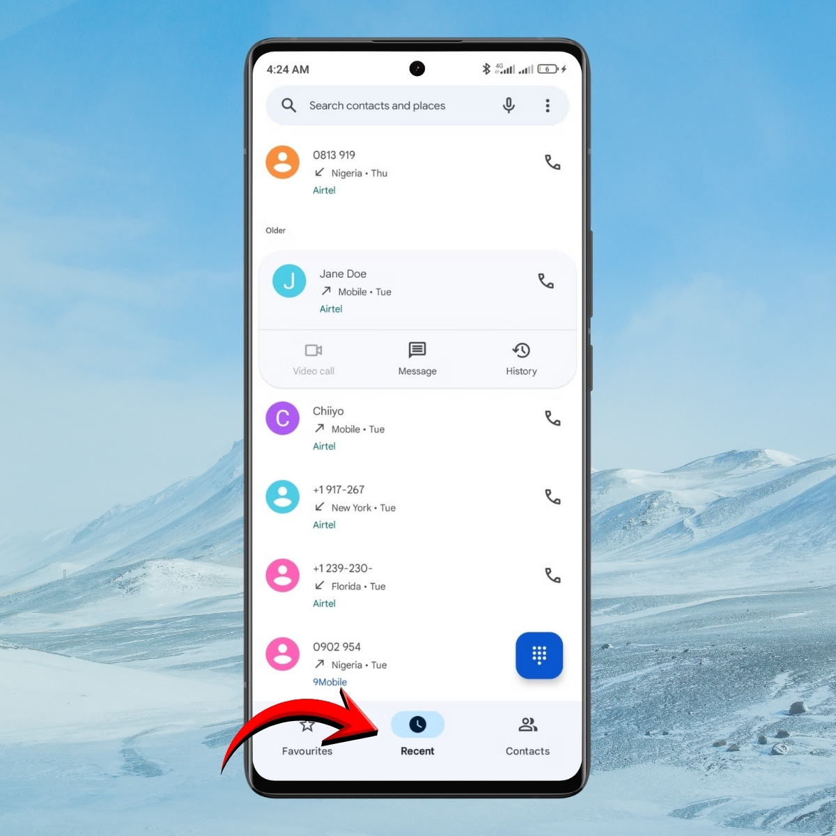 Cách hiển thị cuộc gọi gần đây trên điện thoại bước 2