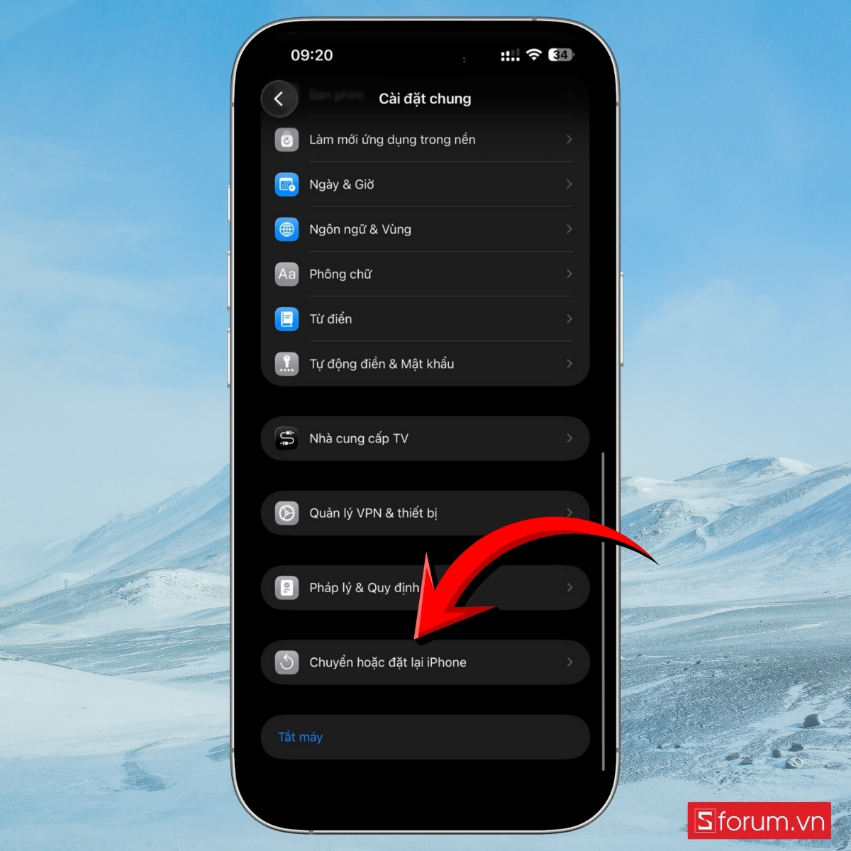 Thiết lập cài đặt lại mạng bước 2
