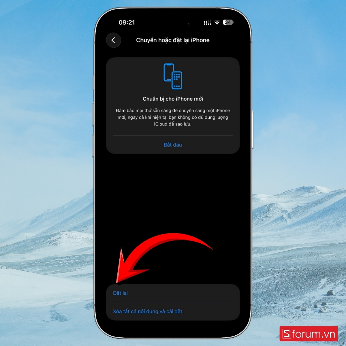 Thiết lập cài đặt lại mạng bước 3