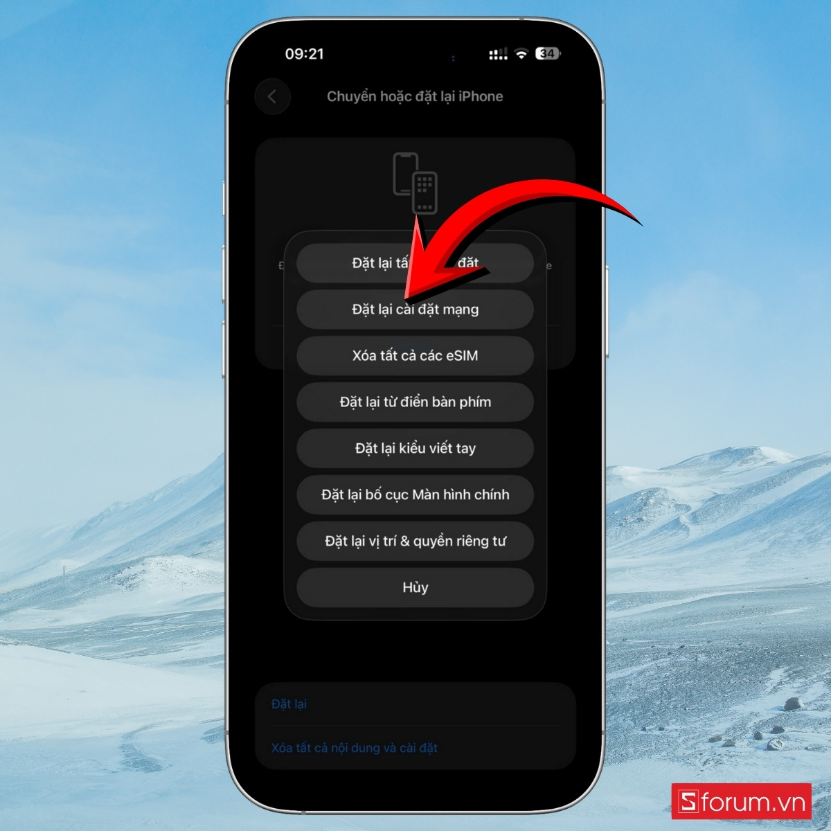 Thiết lập cài đặt lại mạng bước 4