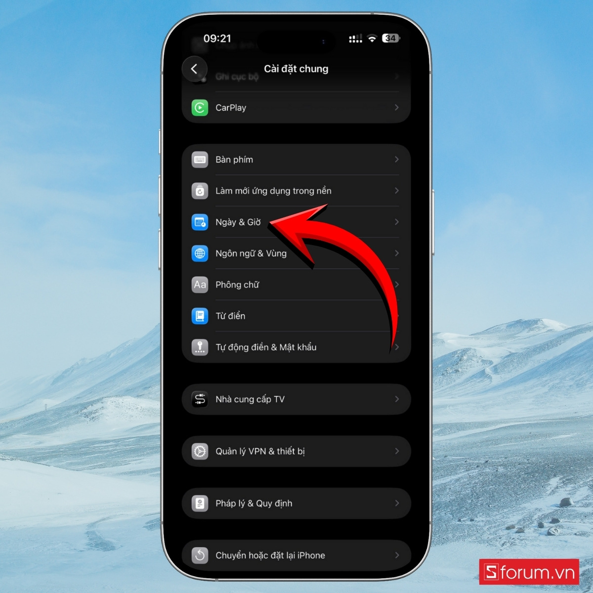 Thiết lập lại ngày giờ và khu vực 6